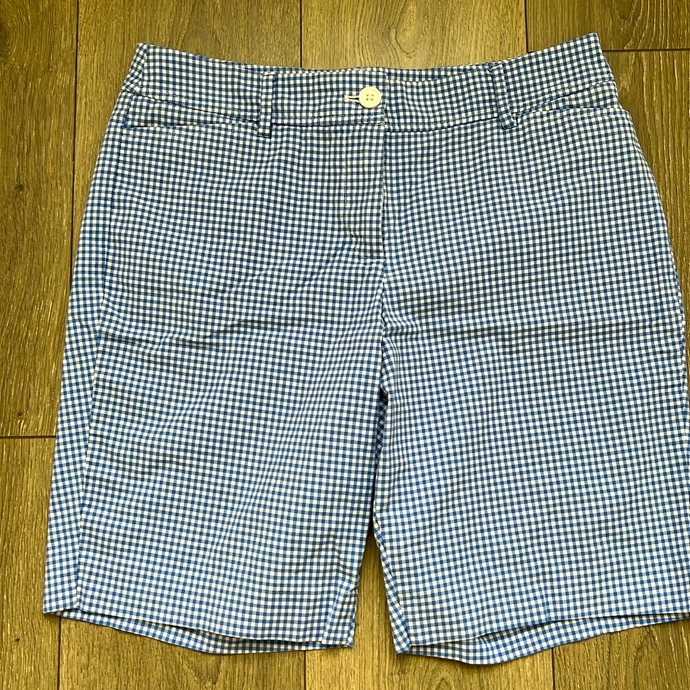 Talbots 8P blue and white small check shorts